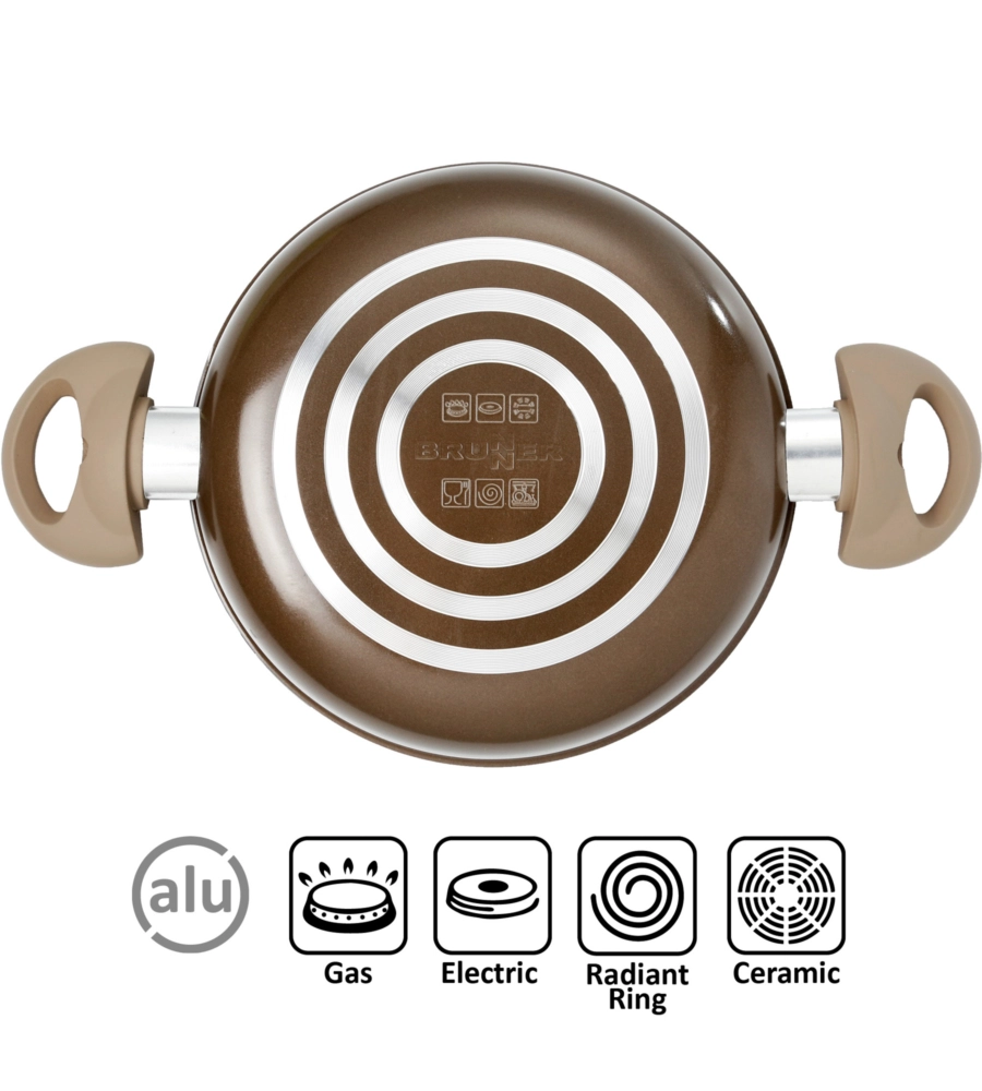 SET PENTOLE DA CAMPEGGIO BRUNNER "CHOCOLATE 9+1 Ø 22" IN ALLUMINIO ANTIADERENTE