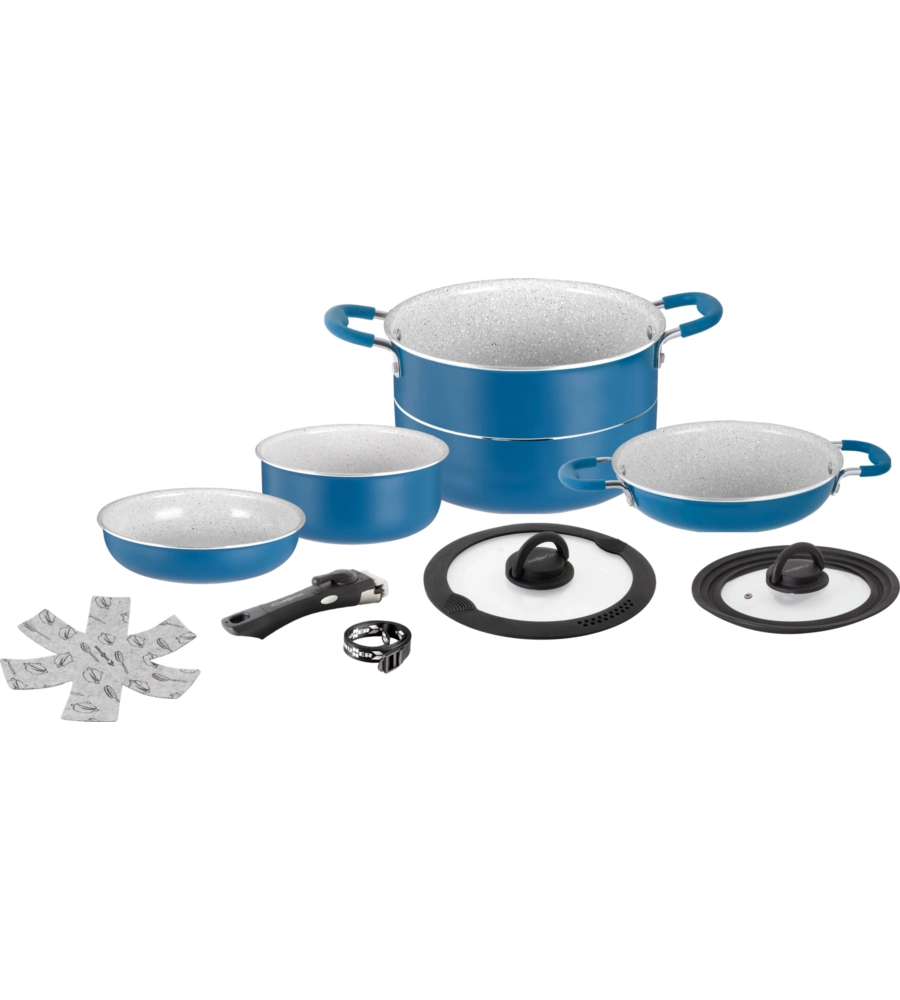 SET PENTOLE DA CAMPEGGIO BRUNNER "CAREZZA 7+1 Ø 22" IN ALLUMINIO