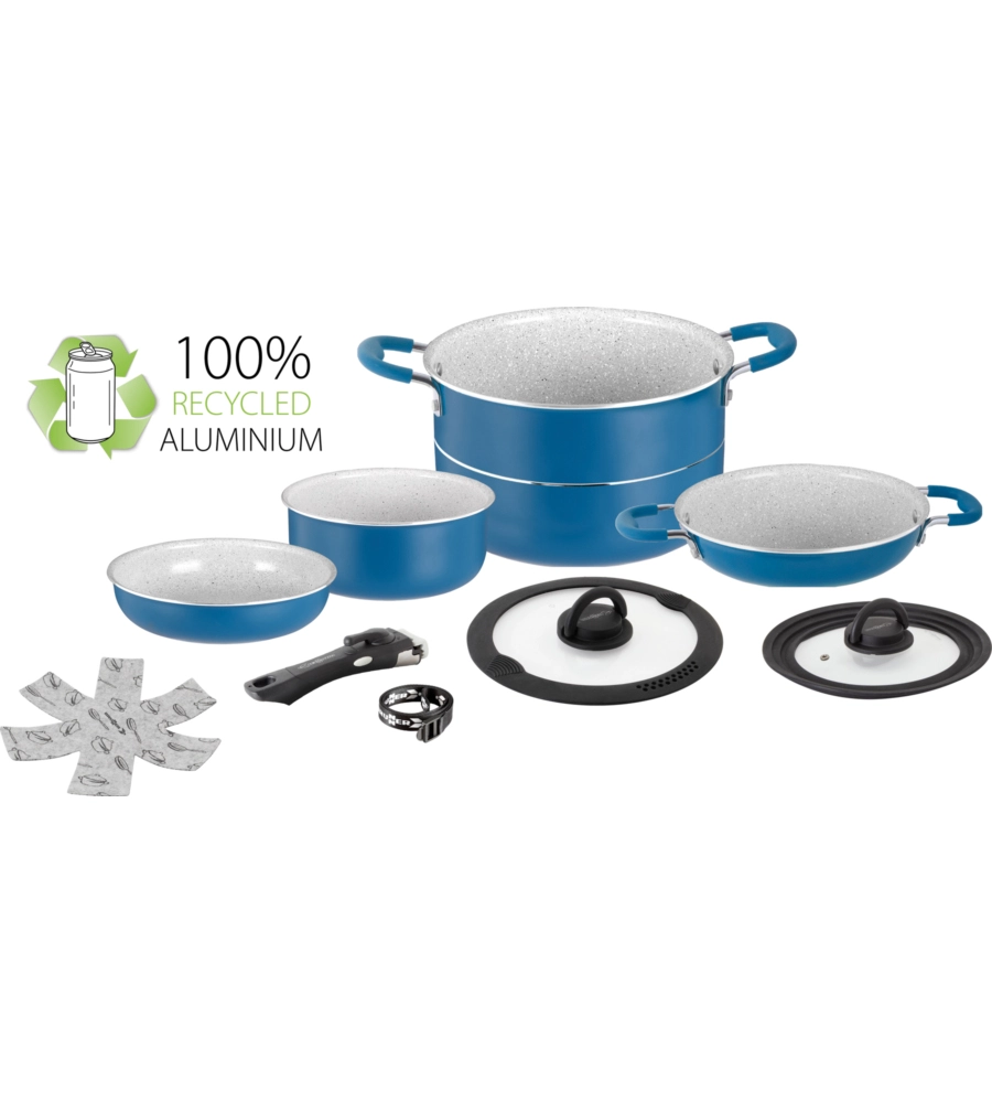 SET PENTOLE DA CAMPEGGIO BRUNNER "CAREZZA 7+1 Ø 22" IN ALLUMINIO