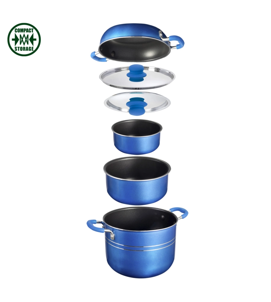 SET PENTOLE DA CAMPEGGIO BRUNNER "SKIPPER 7+1 Ø 18" IN ALLUMINIO ANTIADERENTE