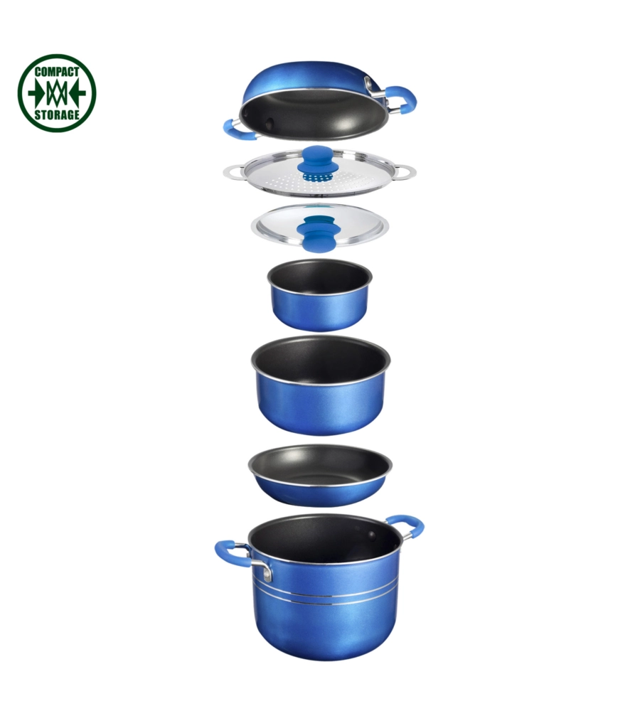SET PENTOLE DA CAMPEGGIO BRUNNER "SKIPPER 8+1 Ø 20" IN ALLUMINIO ANTIADERENTE