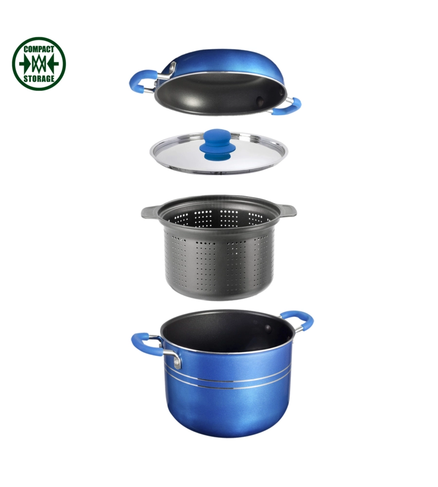 SET PENTOLE DA CAMPEGGIO BRUNNER "SKIPPER 4+1 Ø 22" IN ALLUMINIO ANTIADERENTE