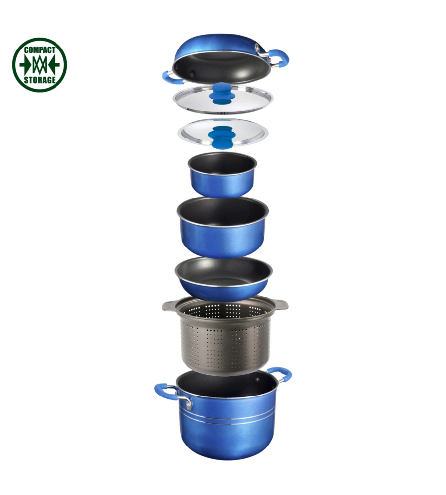 SET PENTOLE DA CAMPEGGIO BRUNNER "SKIPPER 9+1 Ø 22" IN ALLUMINIO ANTIADERENTE