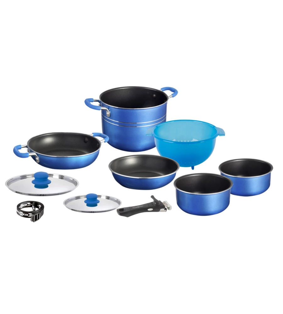 SET PENTOLE DA CAMPEGGIO BRUNNER "SKIPPER 9+1 Ø 24" IN ALLUMINIO ANTIADERENTE