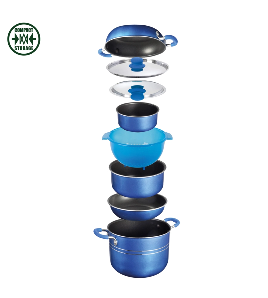 SET PENTOLE DA CAMPEGGIO BRUNNER "SKIPPER 9+1 Ø 24" IN ALLUMINIO ANTIADERENTE
