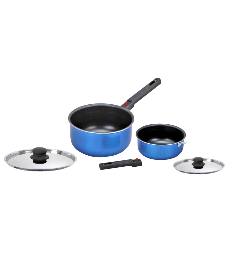 SET PENTOLE DA CAMPERGGIO BRUNNER "SKIPPER 6" IN ALLUMINIO ANTIADERENTE