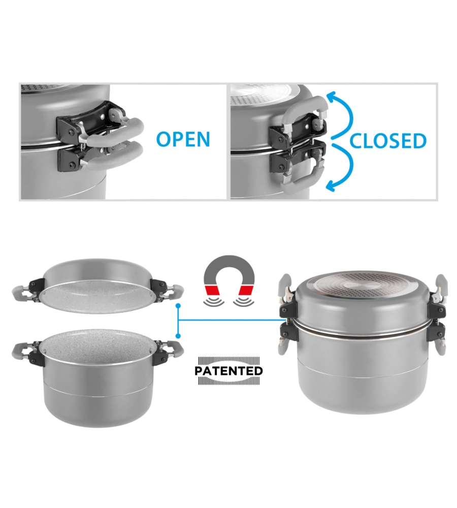 SET PENTOLE DA CAMPEGGIO BRUNNER "FUSION 7+1 Ø 22" IN ALLUMINIO E ANTIADERENTE