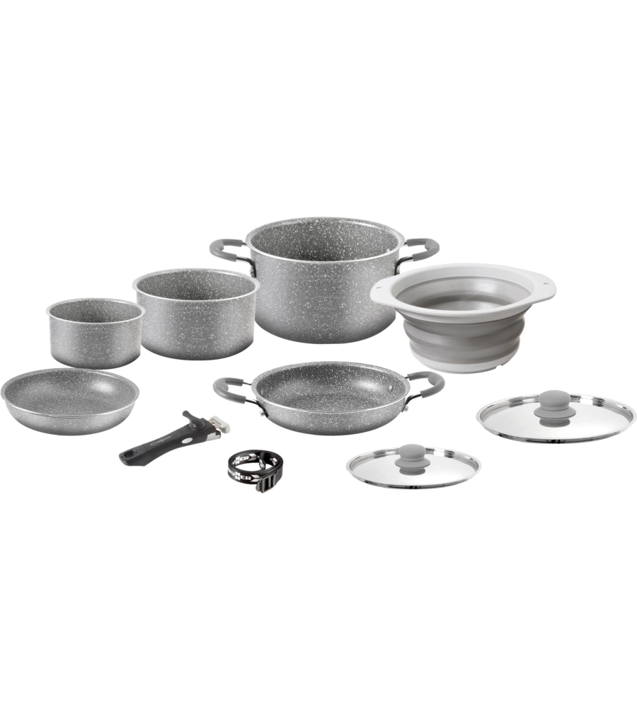 SET PENTOLE DA CAMPEGGIO "GOURMET ROCK NG 9+1 Ø 24 CM" IN ALLUMINIO ANTIADERENTE