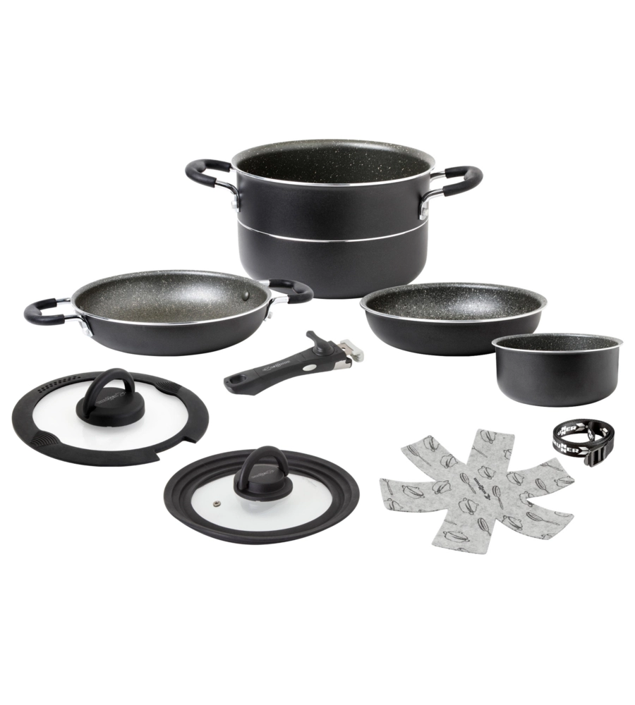 SET PENTOLE DA CAMPEGGIO BRUNNER "PIRATE NG 7+1 Ø 20" IN ALLUMINIO ANTIADERENTE