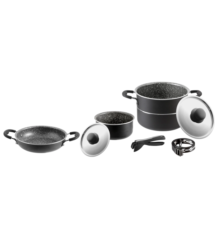 SET PENTOLE DA CAMPERGGIO BRUNNER "PIRATE 6+1 Ø 18" IN ALLUMINIO ANTIADERENTE