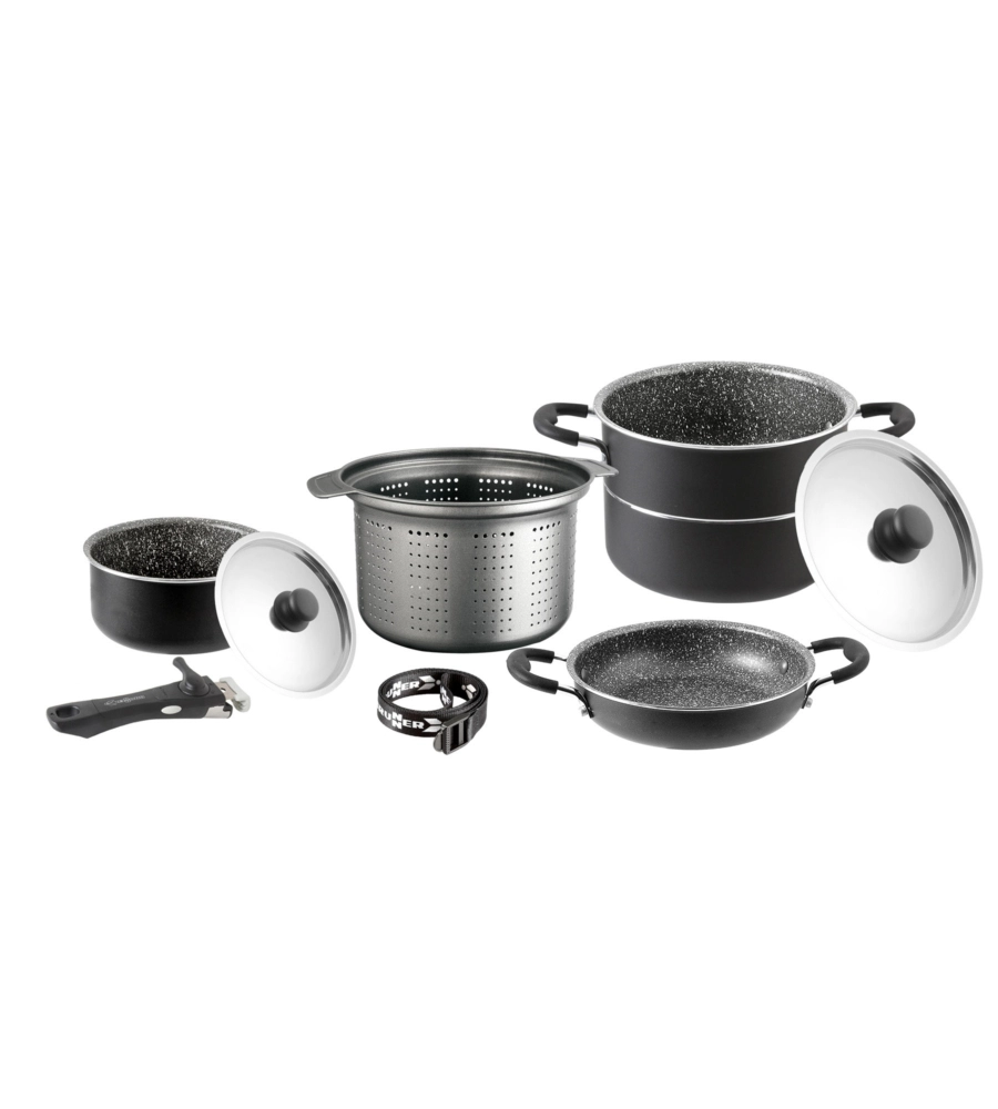SET PENTOLE DA CAMPERGGIO BRUNNER "PIRATE 7+1 Ø 22" IN ALLUMINIO ANTIADERENTE