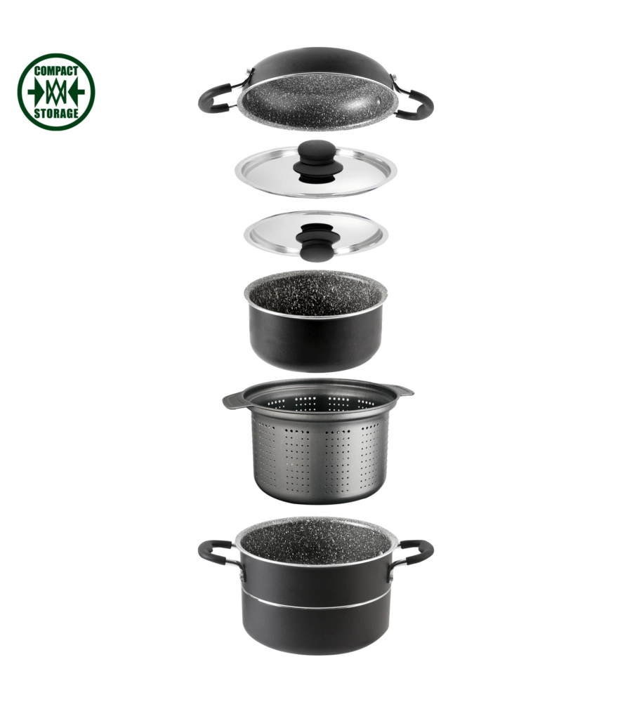 SET PENTOLE DA CAMPERGGIO BRUNNER "PIRATE 7+1 Ø 22" IN ALLUMINIO ANTIADERENTE
