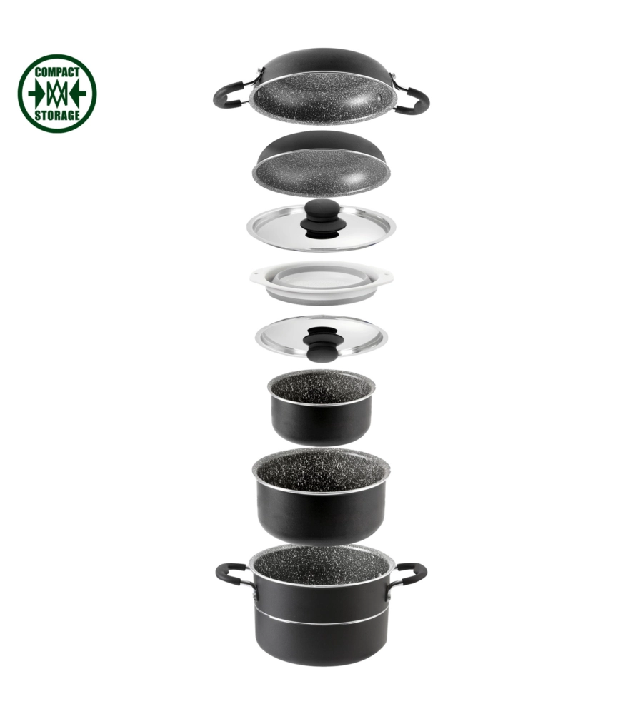 SET PENTOLE DA CAMPERGGIO BRUNNER "PIRATE 9+1 Ø 24" IN ALLUMINIO ANTIADERENTE