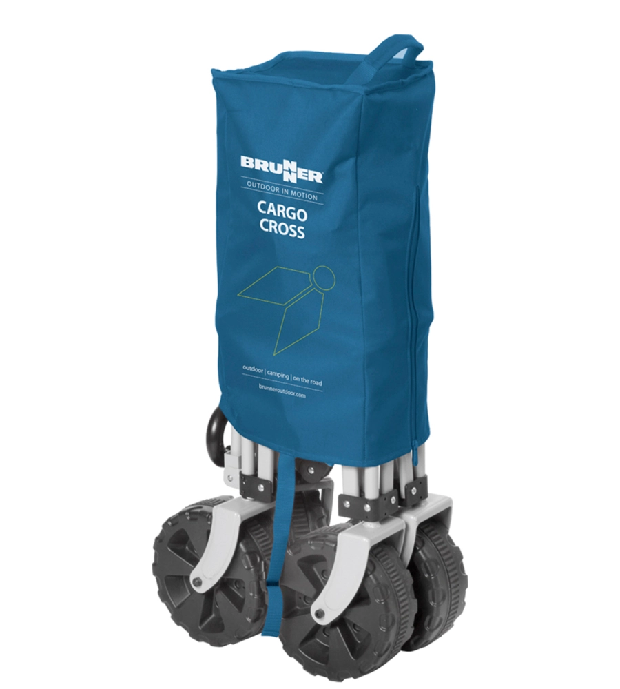 CARRELLO PIEGHEVOLE DA CAMPEGGIO CON RUOTE XXL BRUNNER "CARGO CROS" BLU 102X58X65 CM