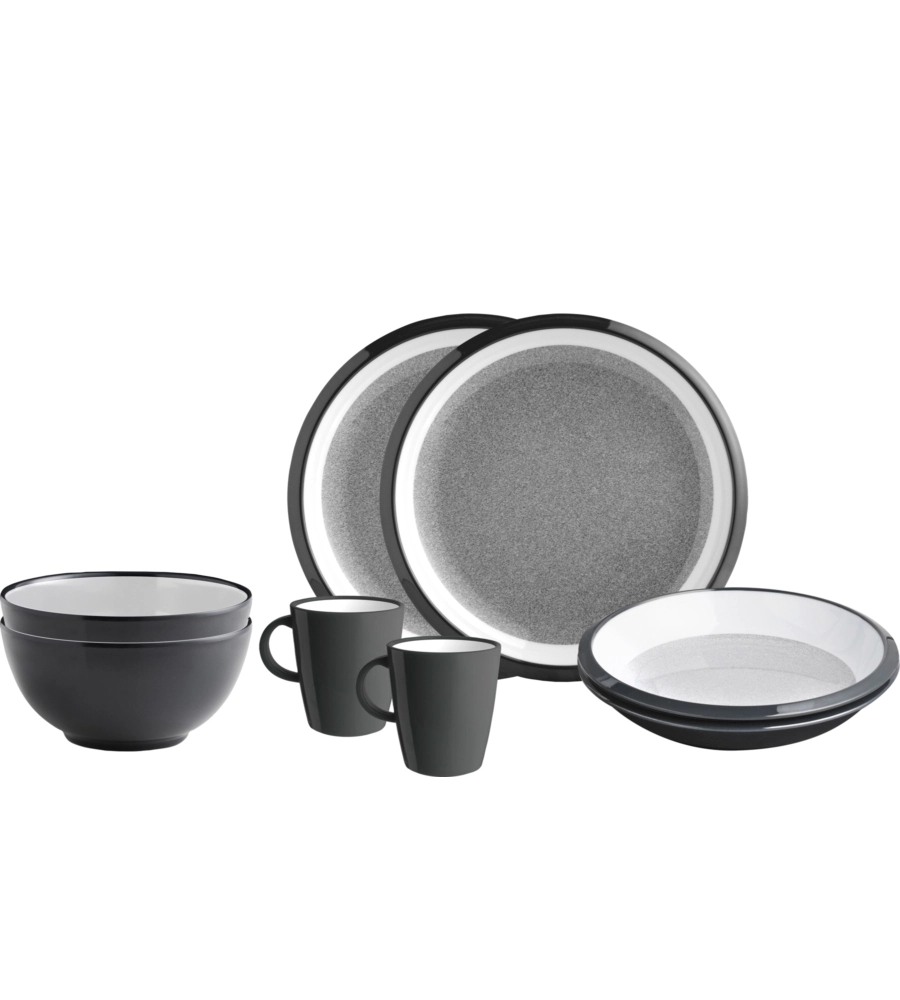 SET 8 STOVIGLIE DA CAMPEGGIO BRUNNER "GRANYTE" IN MELAMINA ANTISCIVOLO