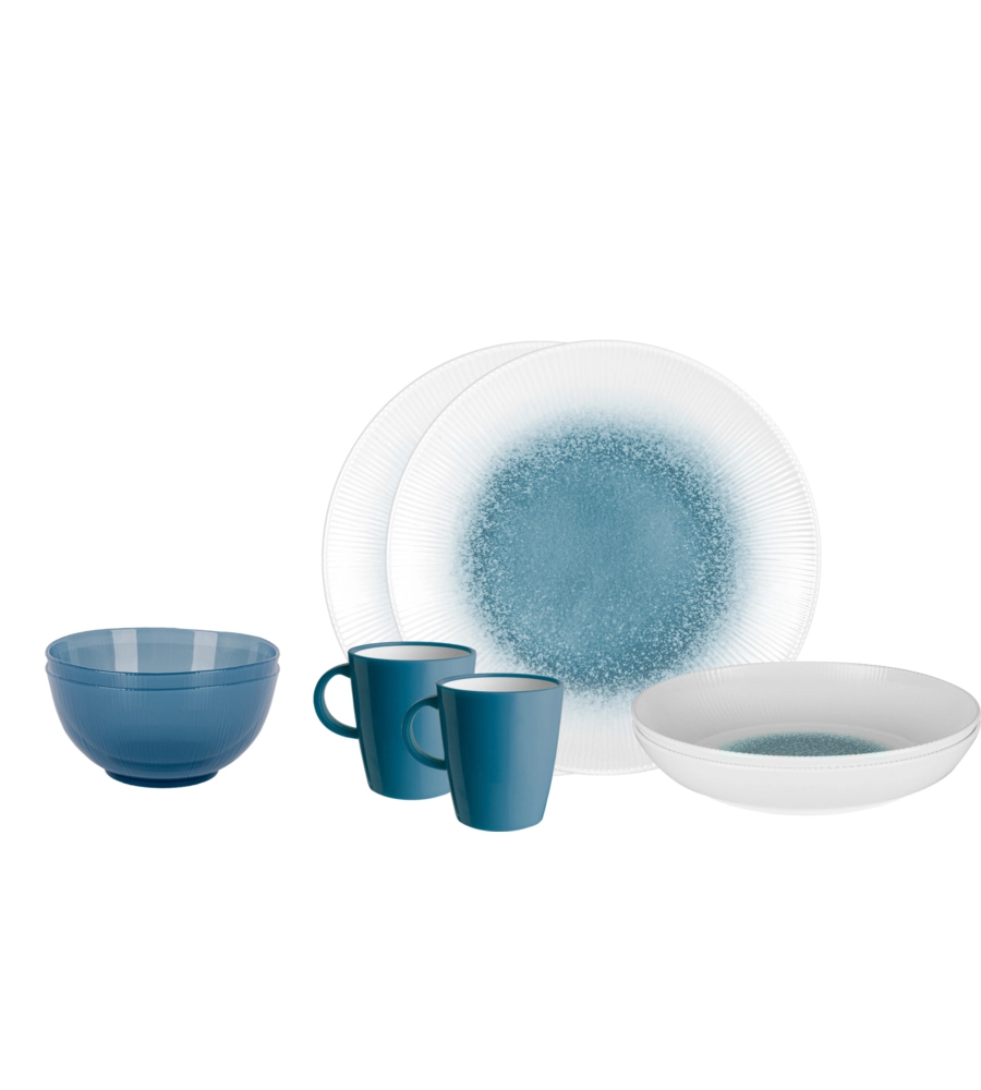 SET 8 STOVIGLIE DA CAMPEGGIO BRUNNER "METEORE" IN STONE TOUCH ANTISCIVOLO