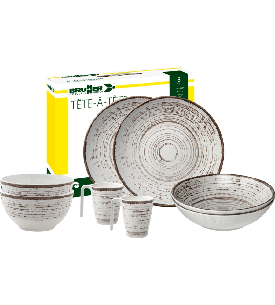 SET 8 STOVIGLIE DA CAMPEGGIO BRUNNER "KASSANDRA" IN MELAMINA ANTISCIVOLO