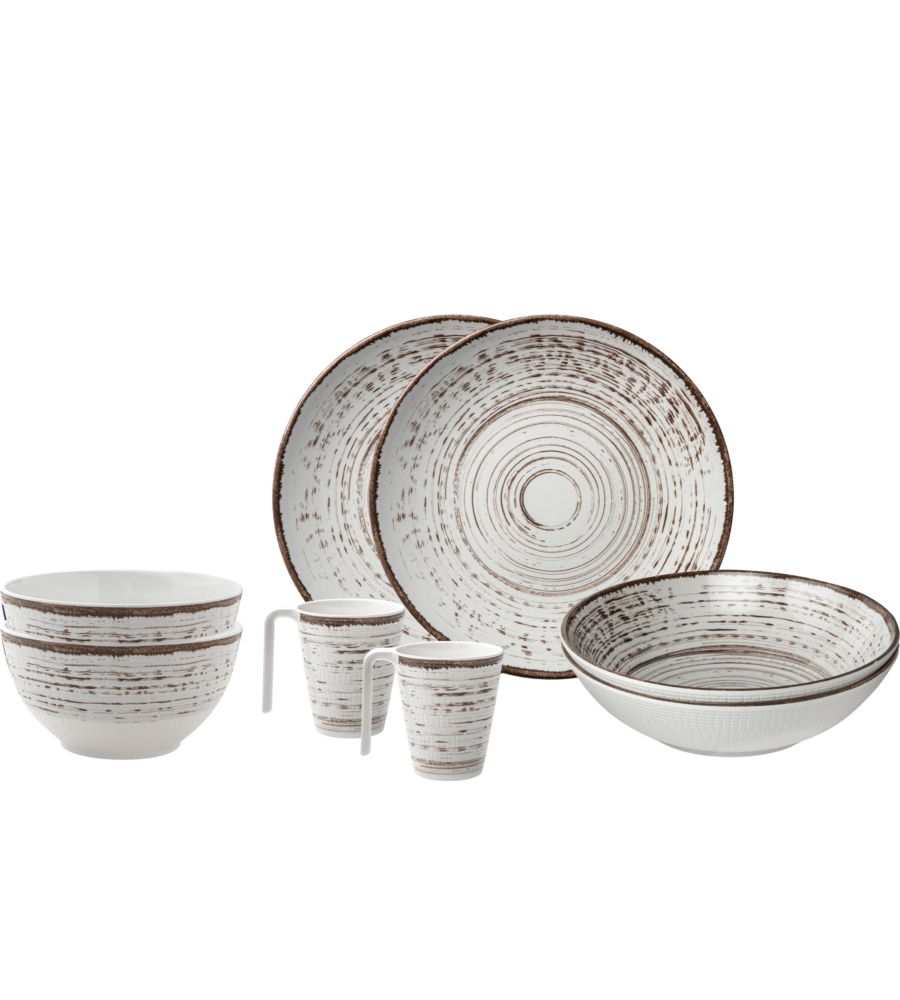 SET 8 STOVIGLIE DA CAMPEGGIO BRUNNER "KASSANDRA" IN MELAMINA ANTISCIVOLO