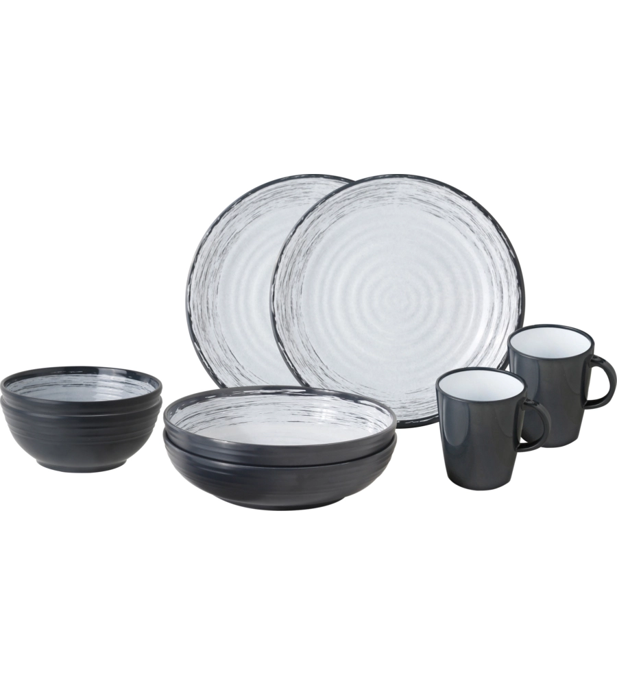 SET 8 STOVIGLIE DA CAMPEGGIO BRUNNER "GRANADA" IN STONE TOUCH ANTISCIVOLO