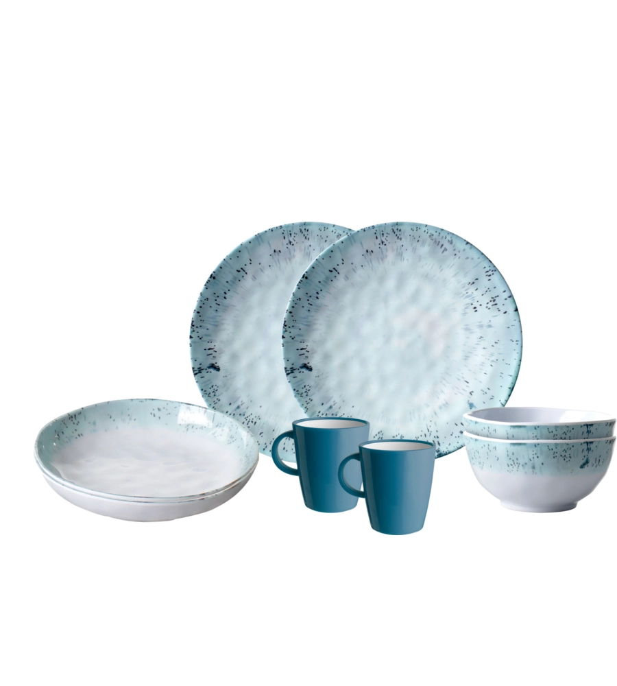 SET 8 STOVIGLIE DA CAMPEGGIO BRUNNER "AMALFI" IN STONE TOUCH ANTISCIVOLO