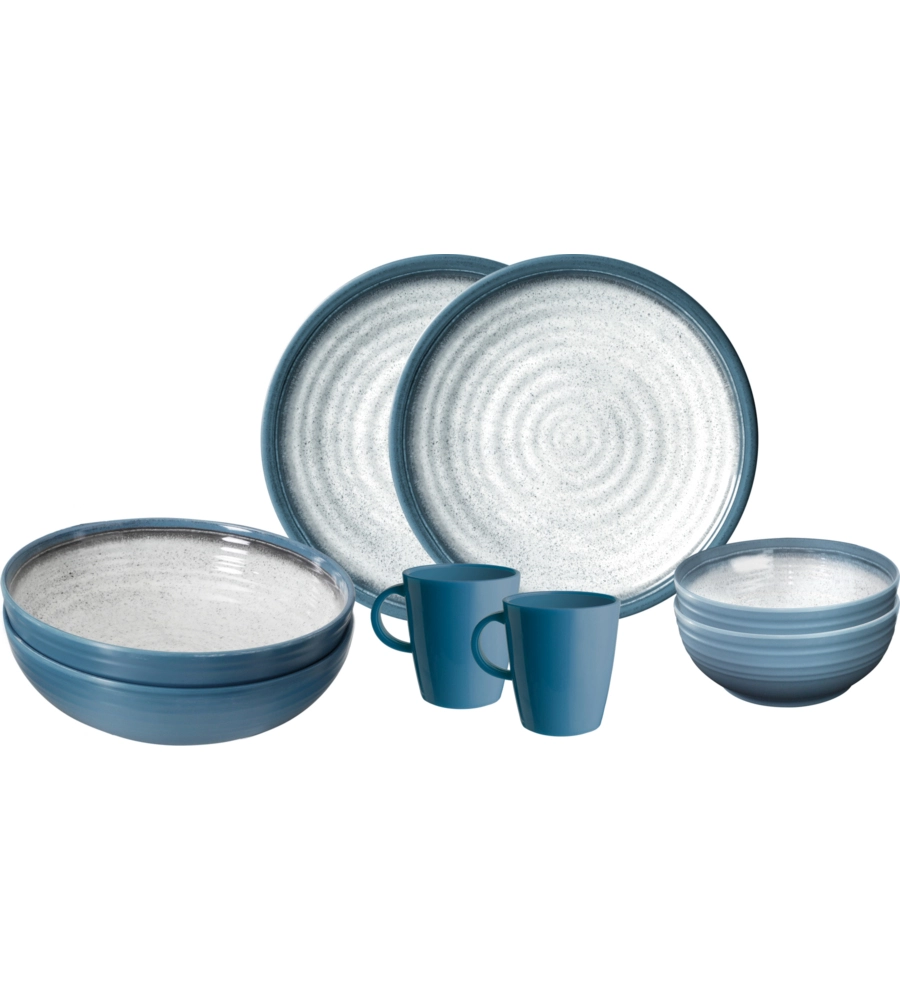 SET 8 STOVIGLIE DA CAMPEGGIO BRUNNER "TUSCANY" IN STONE TOUCH ANTISCIVOLO
