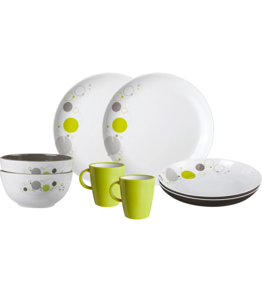 SET 8 STOVIGLIE DA CAMPEGGIO BRUNNER "SPACE" IN MELAMINA ANTISCIVOLO