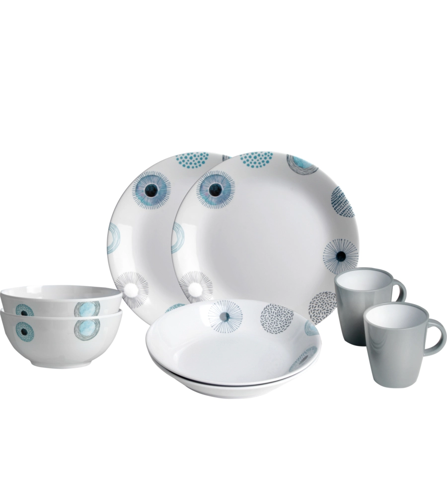 SET 8 STOVIGLIE DA CAMPEGGIO BRUNNER "DEEP SEA" IN MELAMINA ANTISCIVOLO