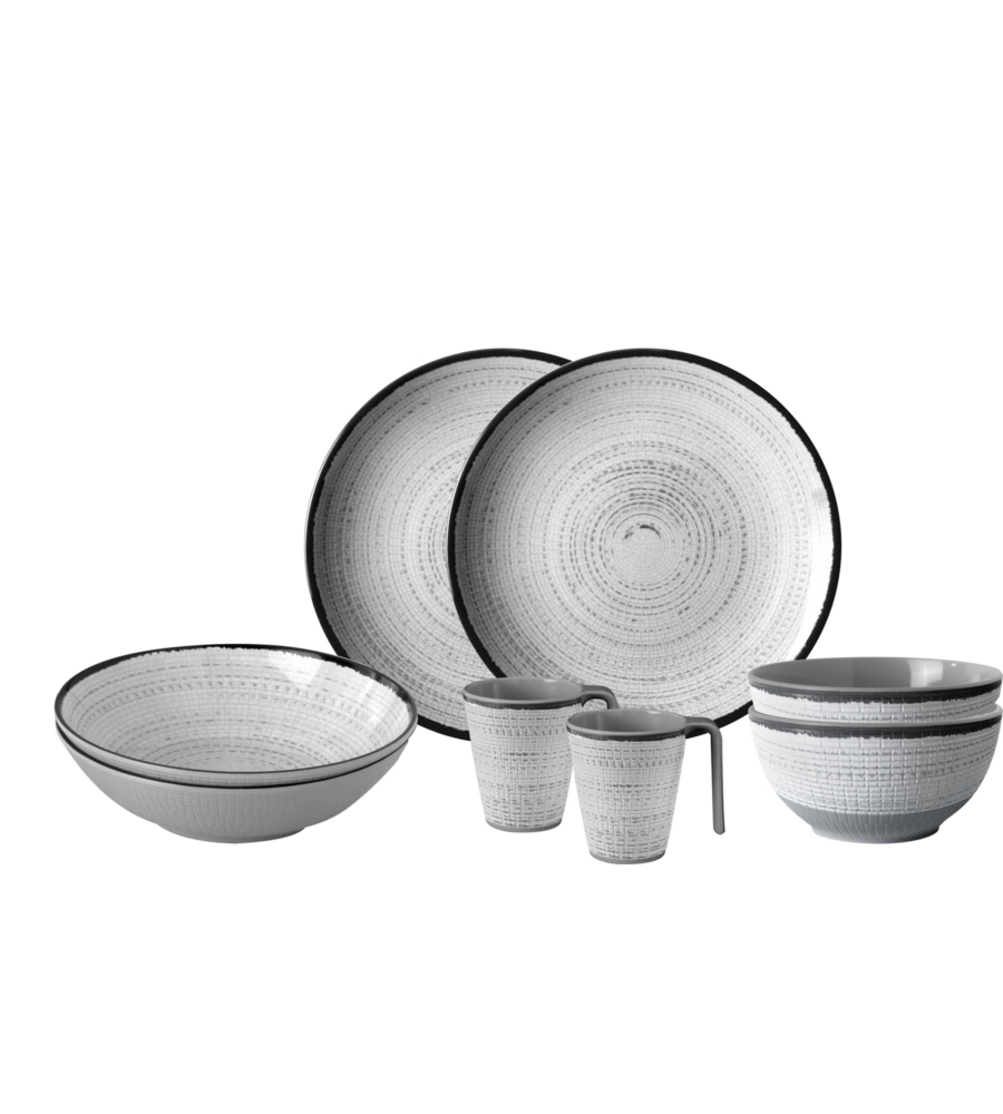SET 8 STOVIGLIE DA CAMPEGGIO BRUNNER "TIVOLI" IN MELAMINA ANTISCIVOLO