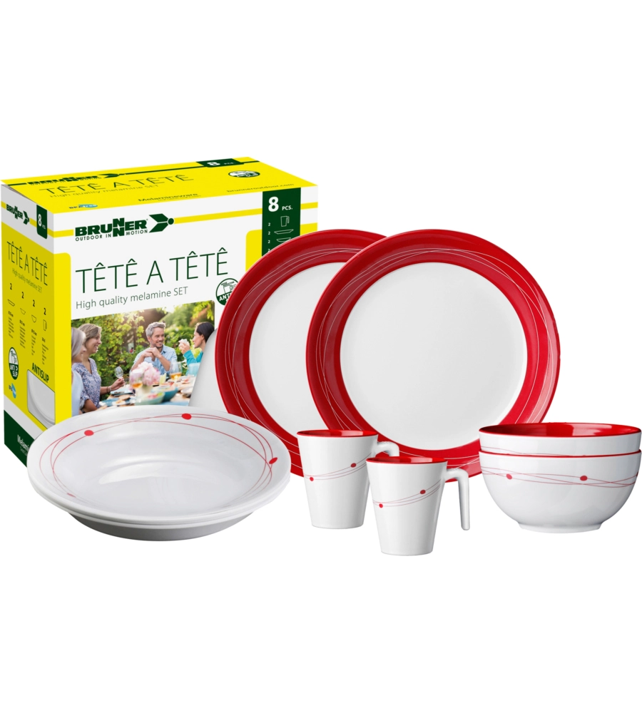 SET 8 STOVIGLIE DA CAMPEGGIO BRUNNER "COSMIC" IN MELAMINA ANTISCIVOLO