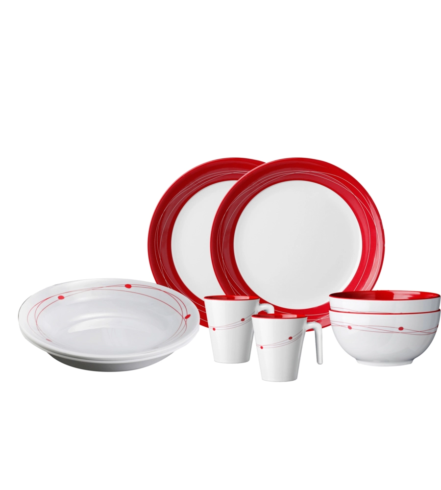 SET 8 STOVIGLIE DA CAMPEGGIO BRUNNER "COSMIC" IN MELAMINA ANTISCIVOLO