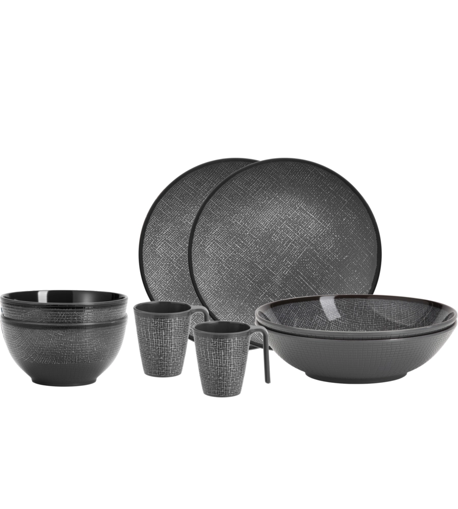 SET 8 STOVIGLIE DA CAMPEGGIO BRUNNER "COTTERY" IN MELAMINA ANTISCIVOLO