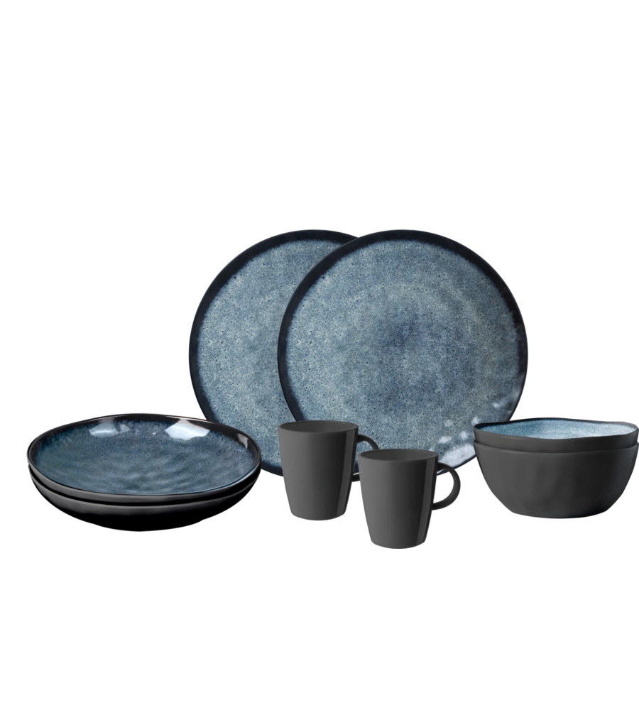 SET 8 STOVIGLIE DA CAMPEGGIO BRUNNER "VENETIAN" IN STONE TOUCH ANTISCIVOLO