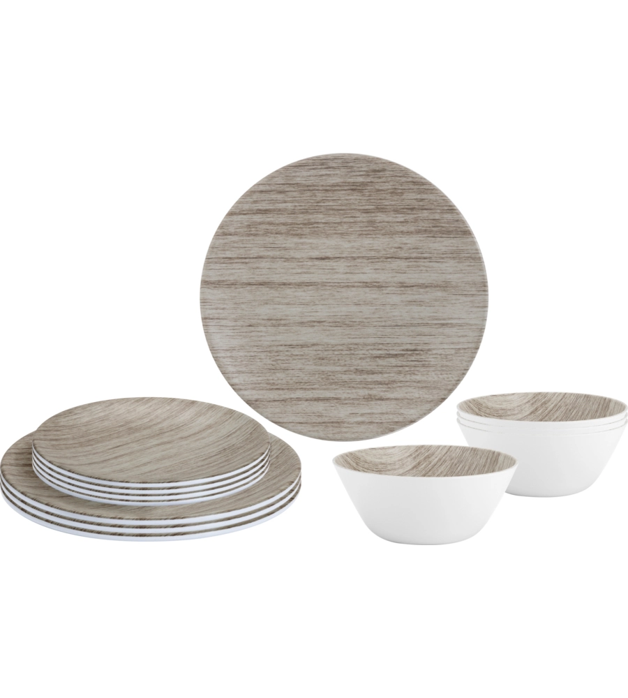 SET 12 STOVIGLIE DA CAMPEGGIO BRUNNER "SEQUOIA" IN MELAMINA