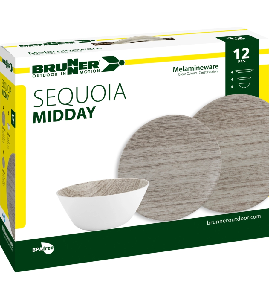 SET 12 STOVIGLIE DA CAMPEGGIO BRUNNER "SEQUOIA" IN MELAMINA