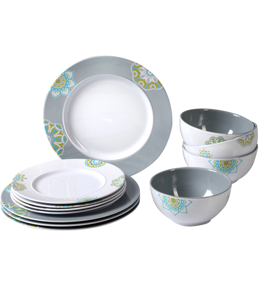 SET 12 STOVIGLIE DA CAMPEGGIO BRUNNER "SANDHYA" IN MELAMINA ANTISCIVOLO