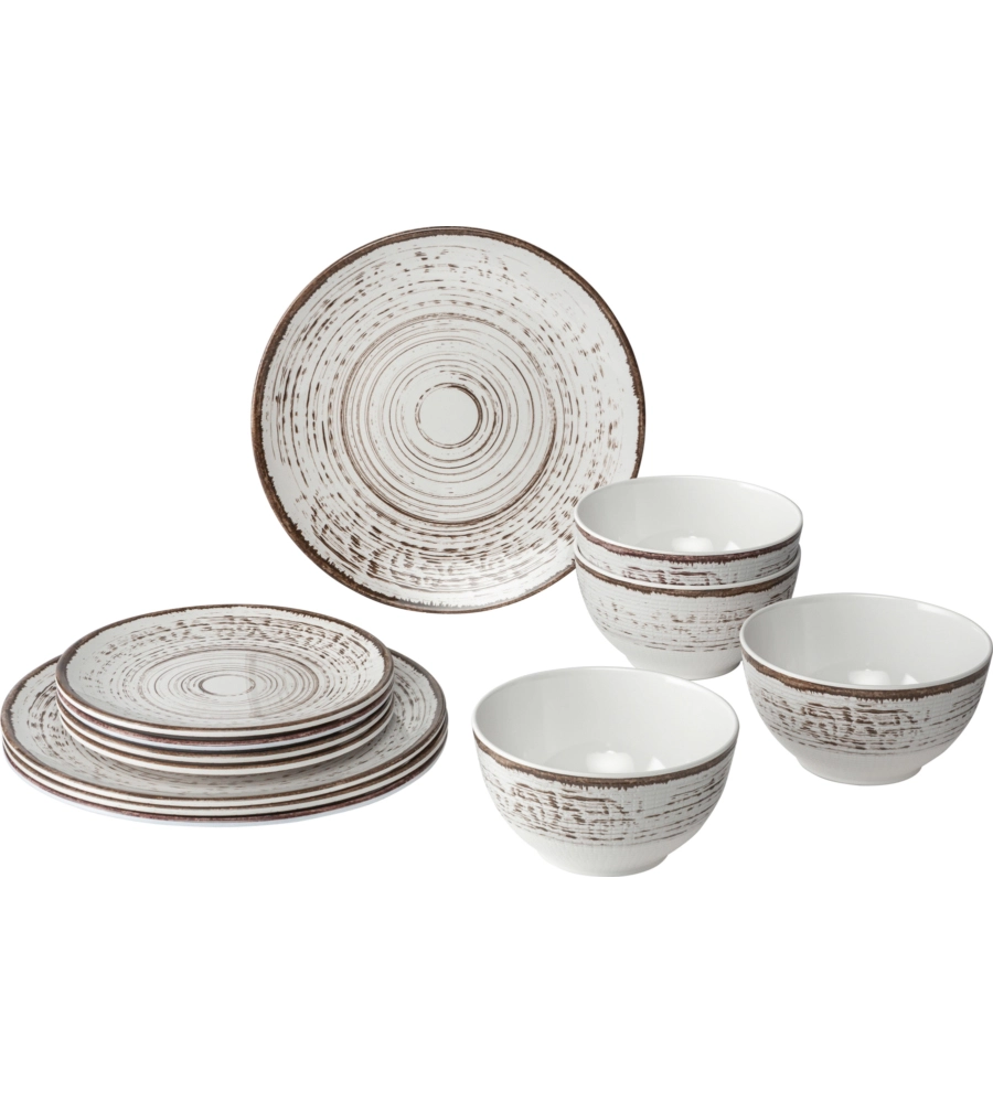 SET 12 STOVIGLIE DA CAMPEGGIO BRUNNER "KASSANDRA" IN MELAMINA ANTISCIVOLO
