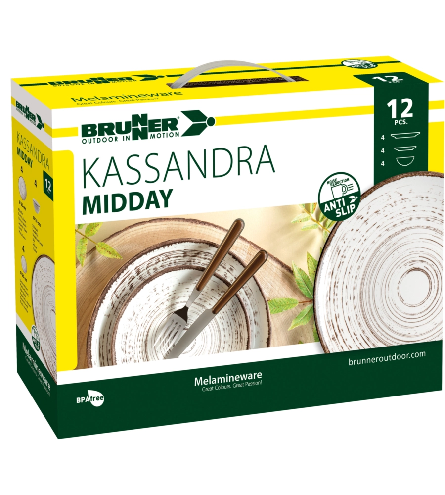 SET 12 STOVIGLIE DA CAMPEGGIO BRUNNER "KASSANDRA" IN MELAMINA ANTISCIVOLO