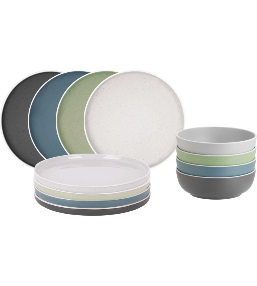 SET 12 STOVIGLIE DA CAMPEGGIO BRUNNER "DOLOMIT" IN STONE TOUCH ANTISCIVOLO