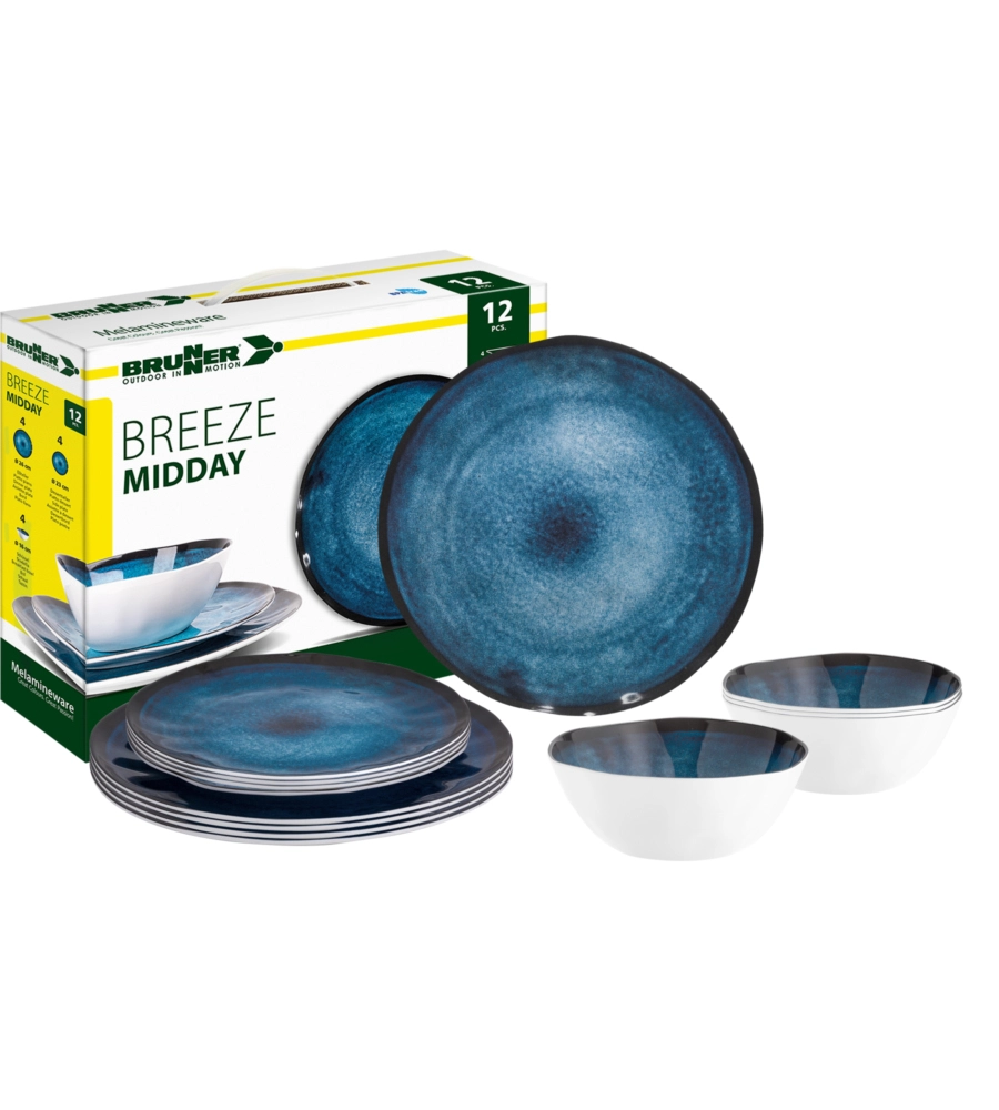 SET 12 STOVIGLIE DA CAMPEGGIO BRUNNER "BREEZE" IN MELAMINA