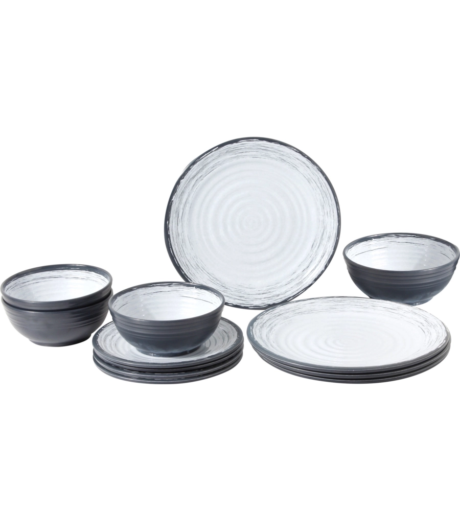 SET 12 STOVIGLIE DA CAMPEGGIO BRUNNER "GRANADA" IN STONE TOUCH ANTISCIVOLO