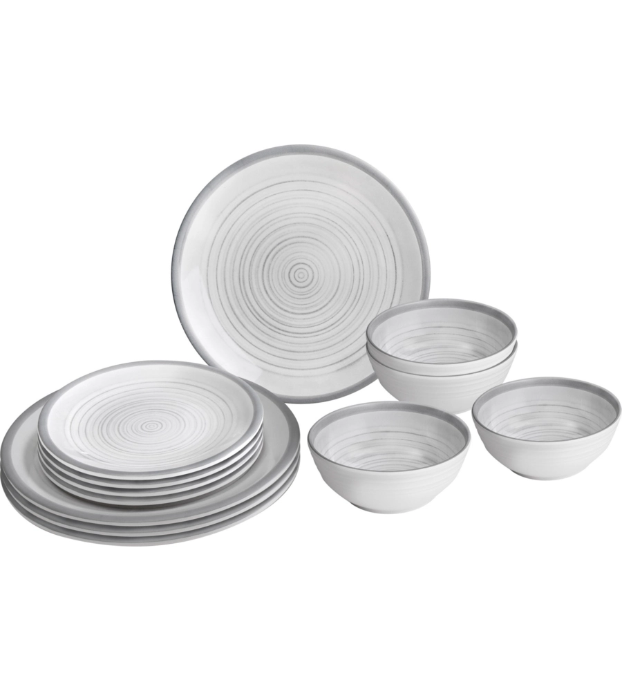 SET 12 STOVIGLIE DA CAMPEGGIO BRUNNER "BELLAGIO" IN STONE TOUCH ANTISCIVOLO