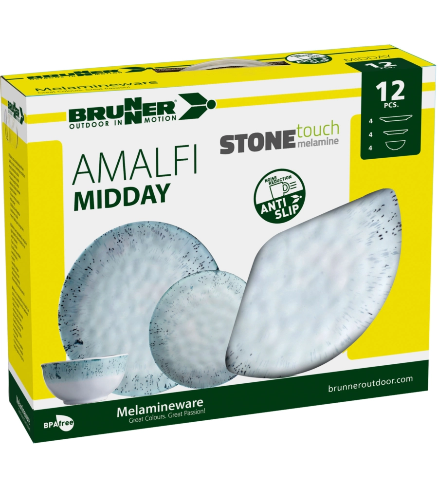 SET 12 STOVIGLIE DA CAMPEGGIO BRUNNER "AMALFI" IN MELAMINA