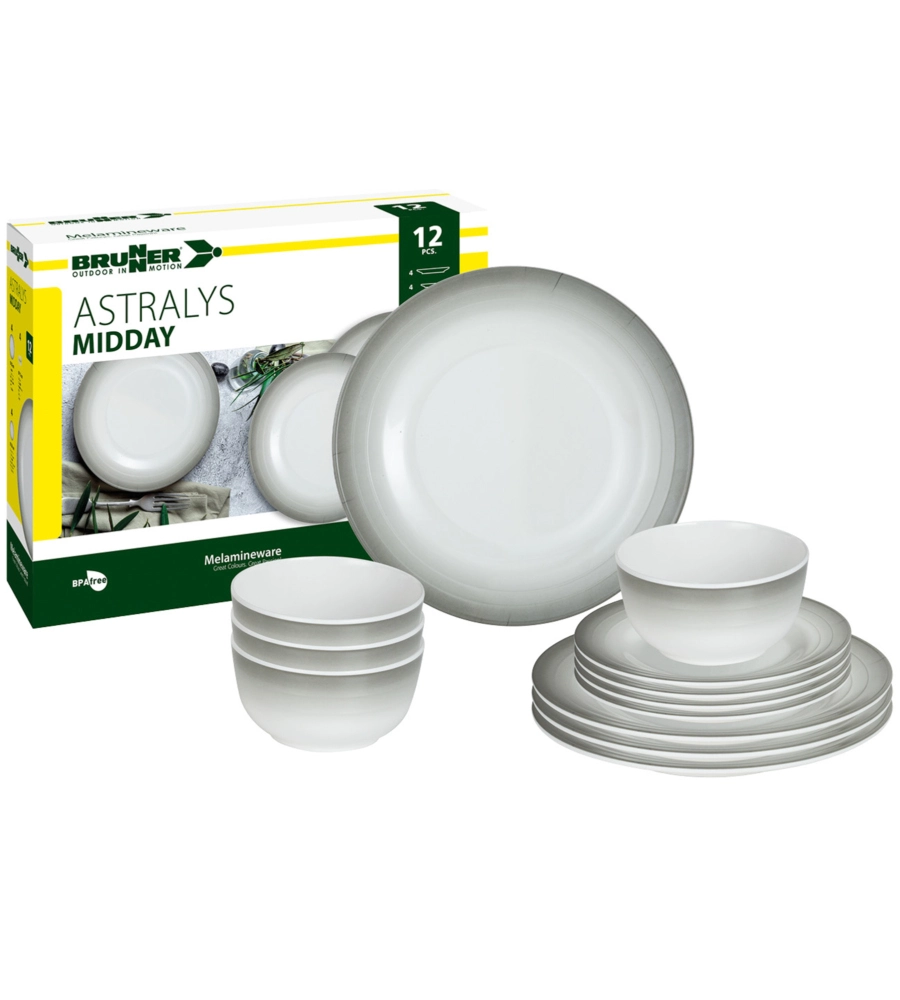 SET 12 STOVIGLIE DA CAMPEGGIO BRUNNER "ASTRALYS" IN MELAMINA