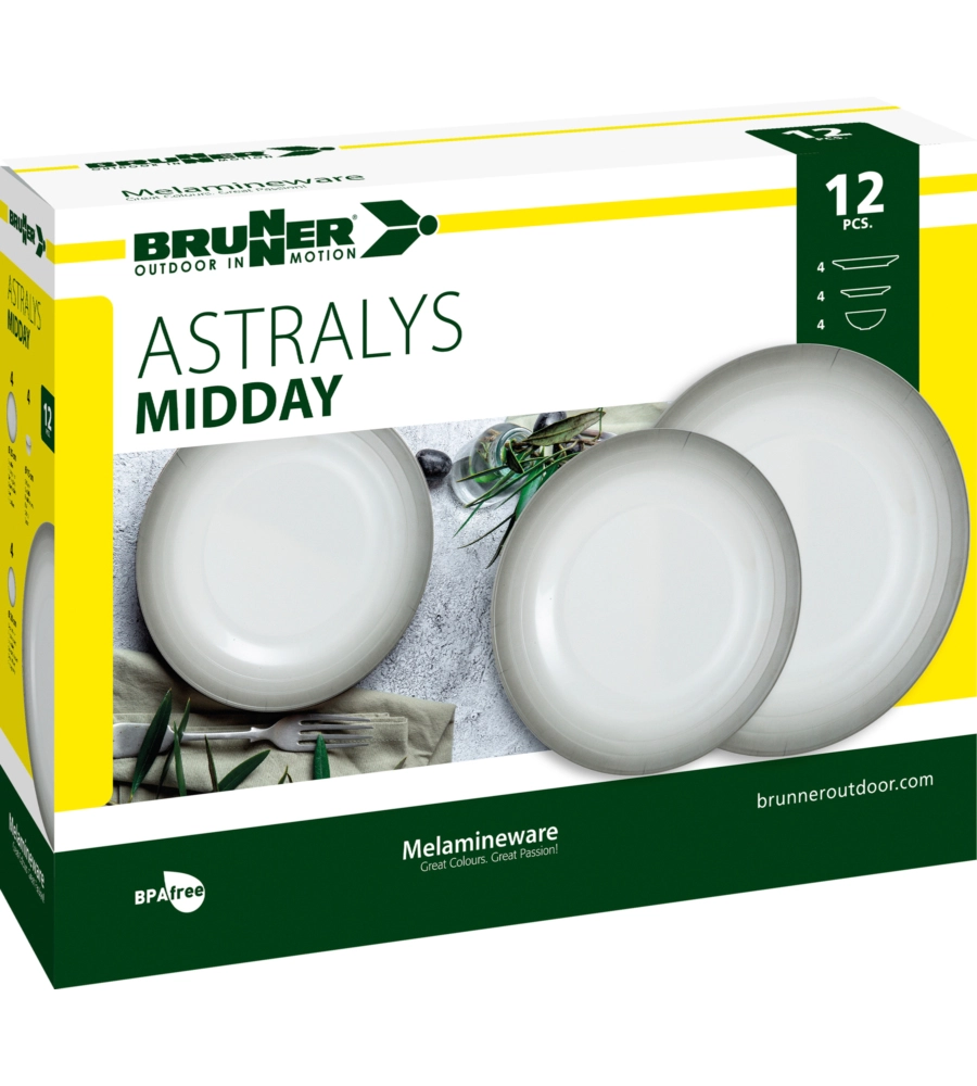 SET 12 STOVIGLIE DA CAMPEGGIO BRUNNER "ASTRALYS" IN MELAMINA