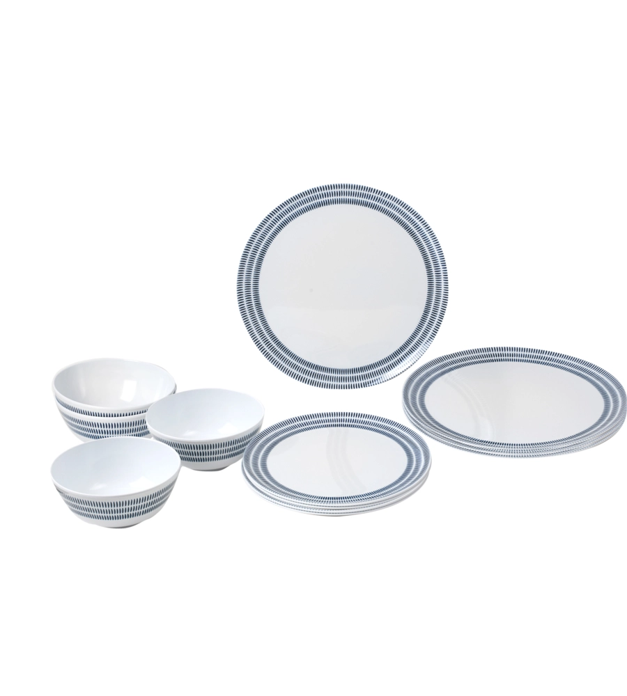 SET 12 STOVIGLIE DA CAMPEGGIO BRUNNER "BLUEBAY" IN MELAMINA