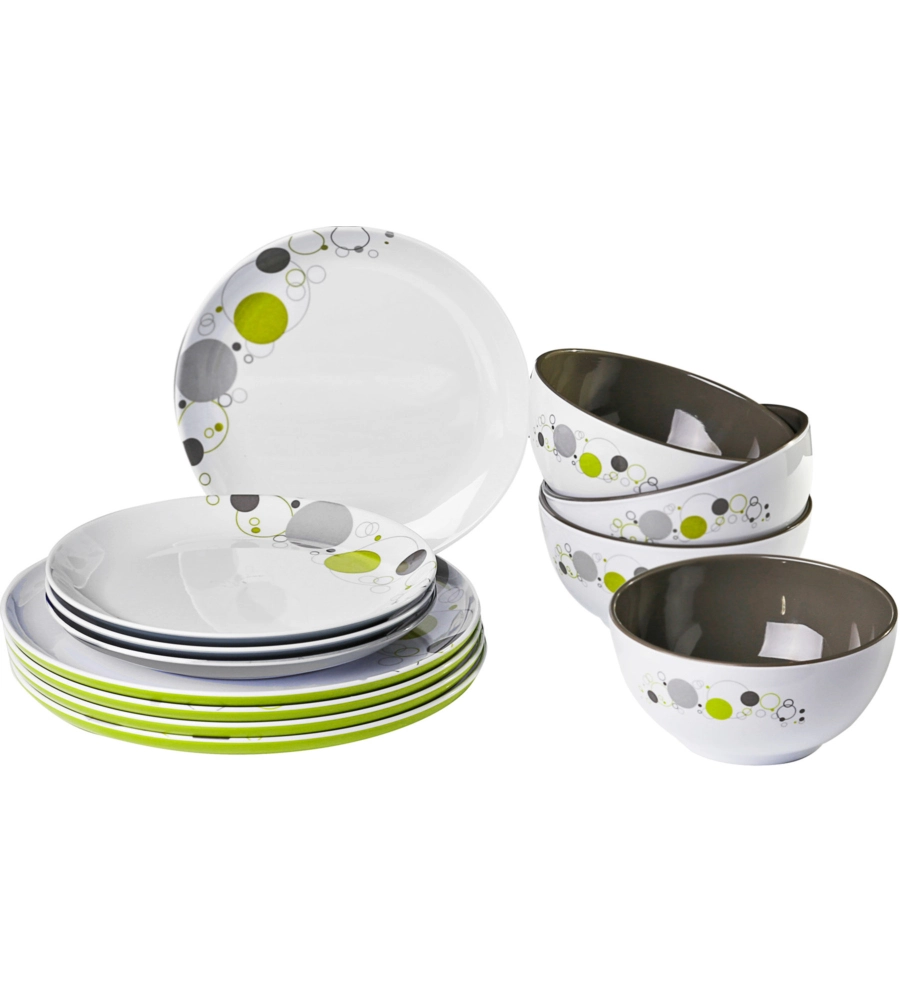 SET 12 STOVIGLIE DA CAMPEGGIO BRUNNER "SPACE" IN MELAMINA ANTISCIVOLO