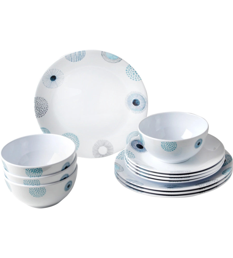 SET 12 STOVIGLIE DA CAMPEGGIO BRUNNER "DEEP SEA" IN MELAMINA ANTISCIVOLO