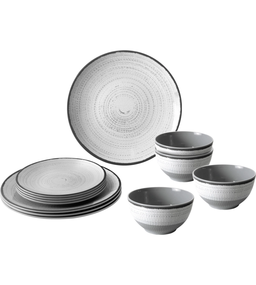 SET 12 STOVIGLIE DA CAMPEGGIO BRUNNER "TIVOLI" IN MELAMINA ANTISCIVOLO