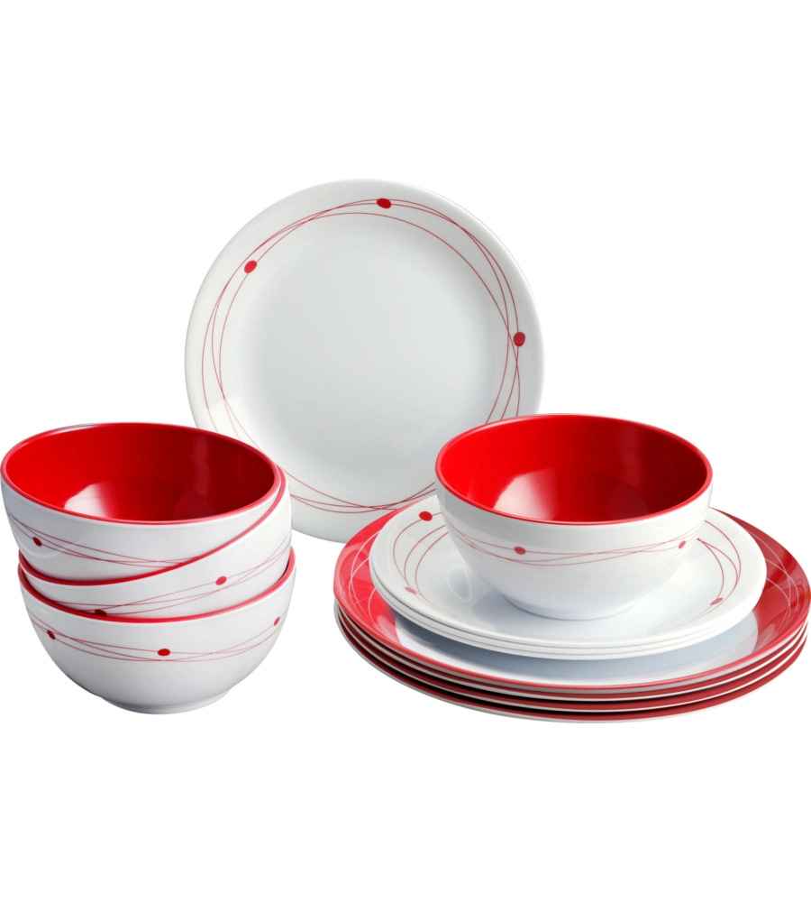 SET 12 STOVIGLIE DA CAMPEGGIO BRUNNER "COSMIC" IN MELAMINA ANTISCIVOLO