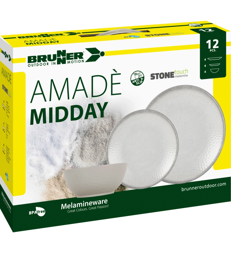 SET 12 STOVIGLIE DA CAMPEGGIO BRUNNER "AMADÈ" IN STONE TOUCH ANTISCIVOLO